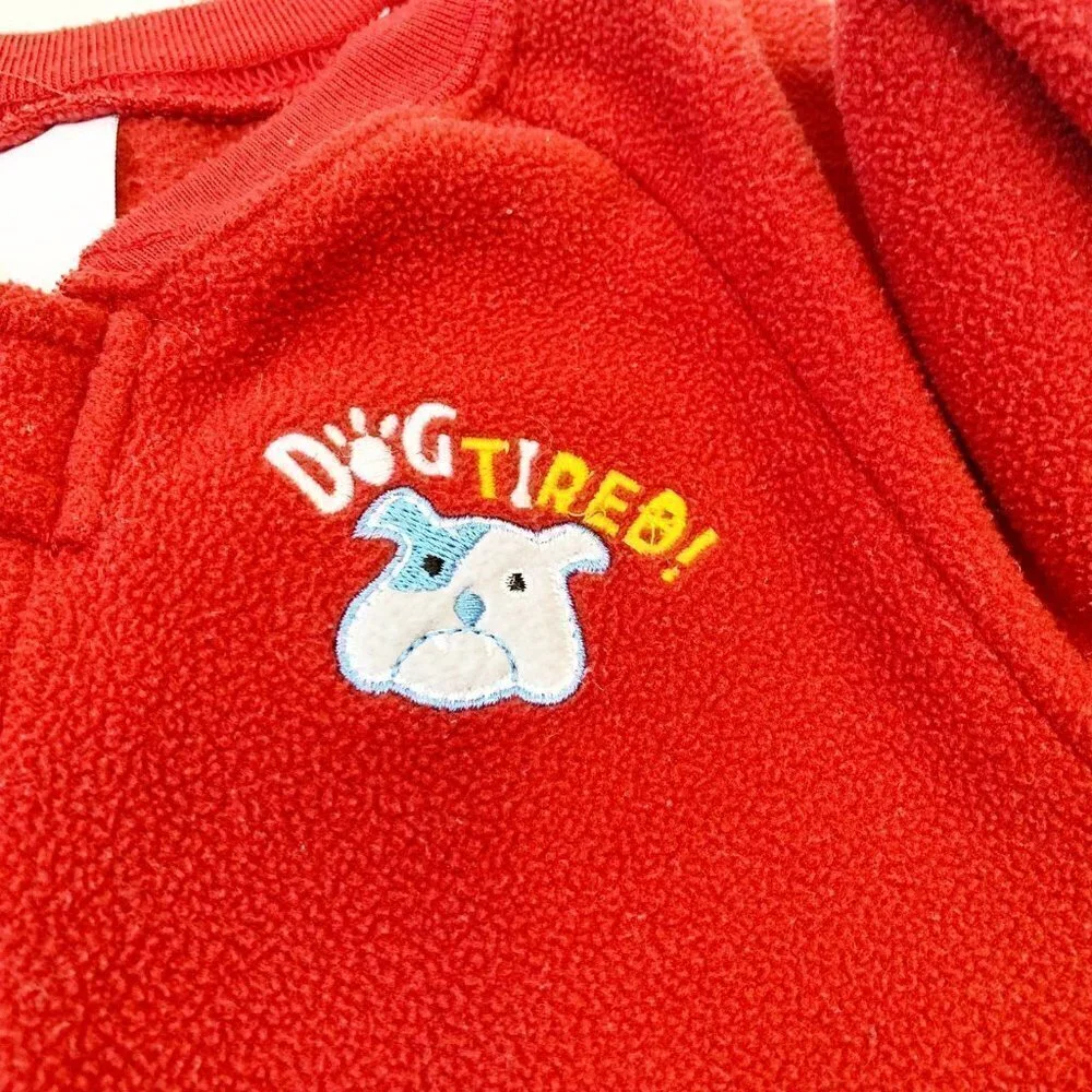 5/$25 Wonderkids Footed Pajamas Kids 4T Red Dog Tired Fleece One‎ Piece Sleeper